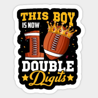 This Boy Now 10 Double Digits Football 10 Year Old Birthday Sticker